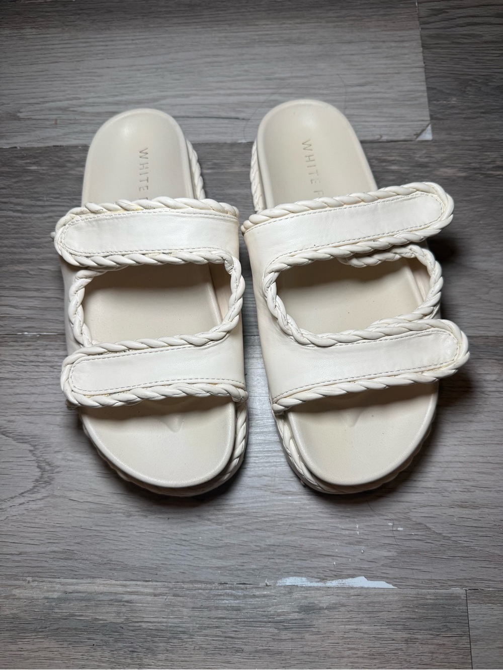White Fox Boutique Cream Braided Double-Strap Slide Sandals